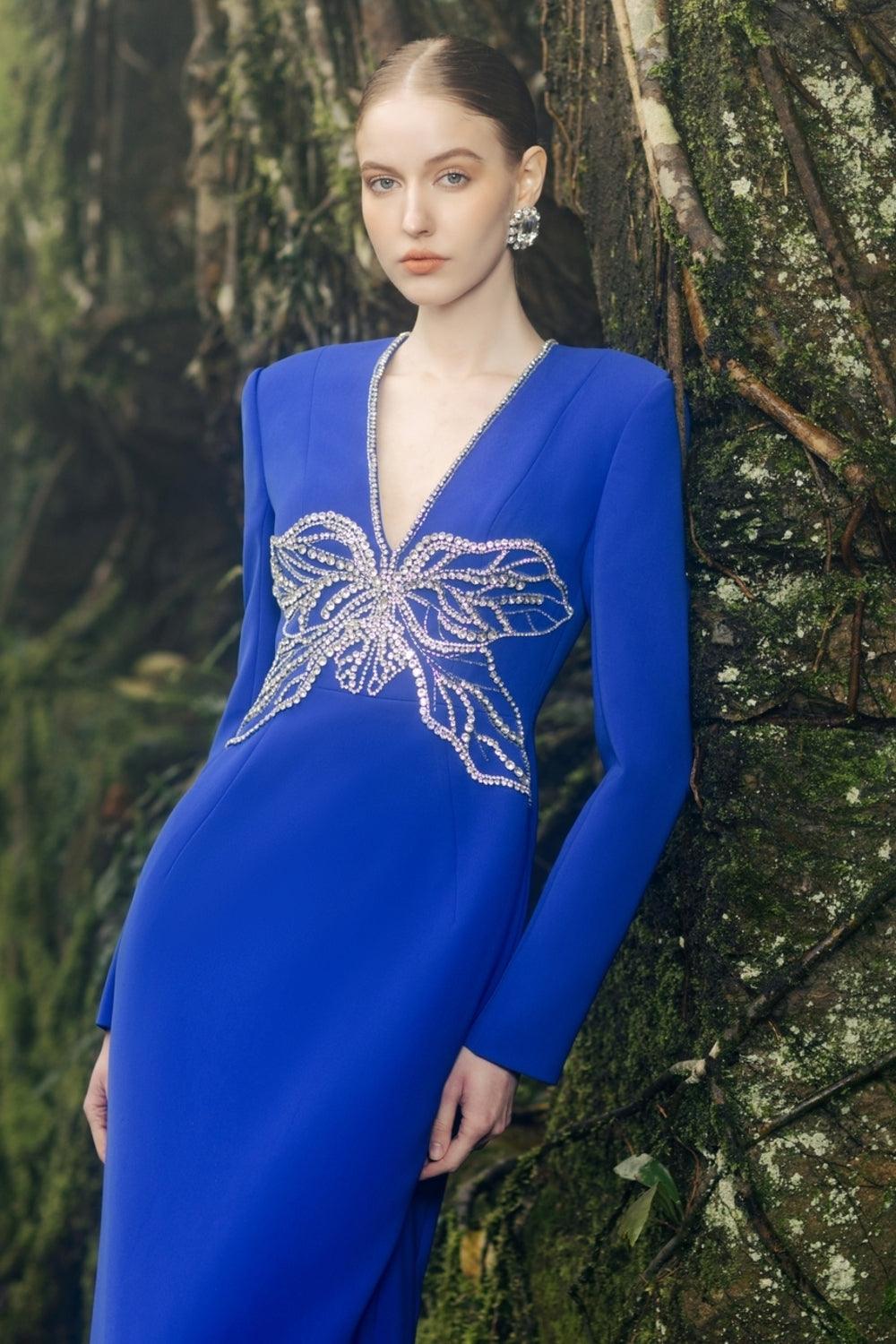 V-Neck Orchid Embellished Dress